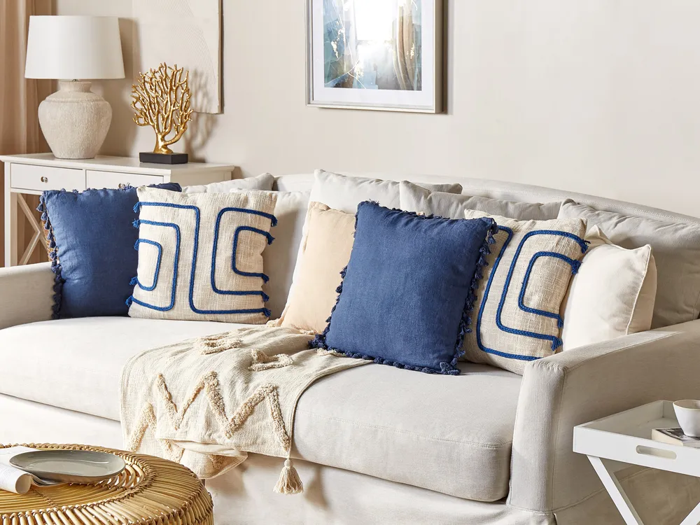 Set of Decorative Cushions PLEIONE Cotton 45 x 45 cm Navy Blue