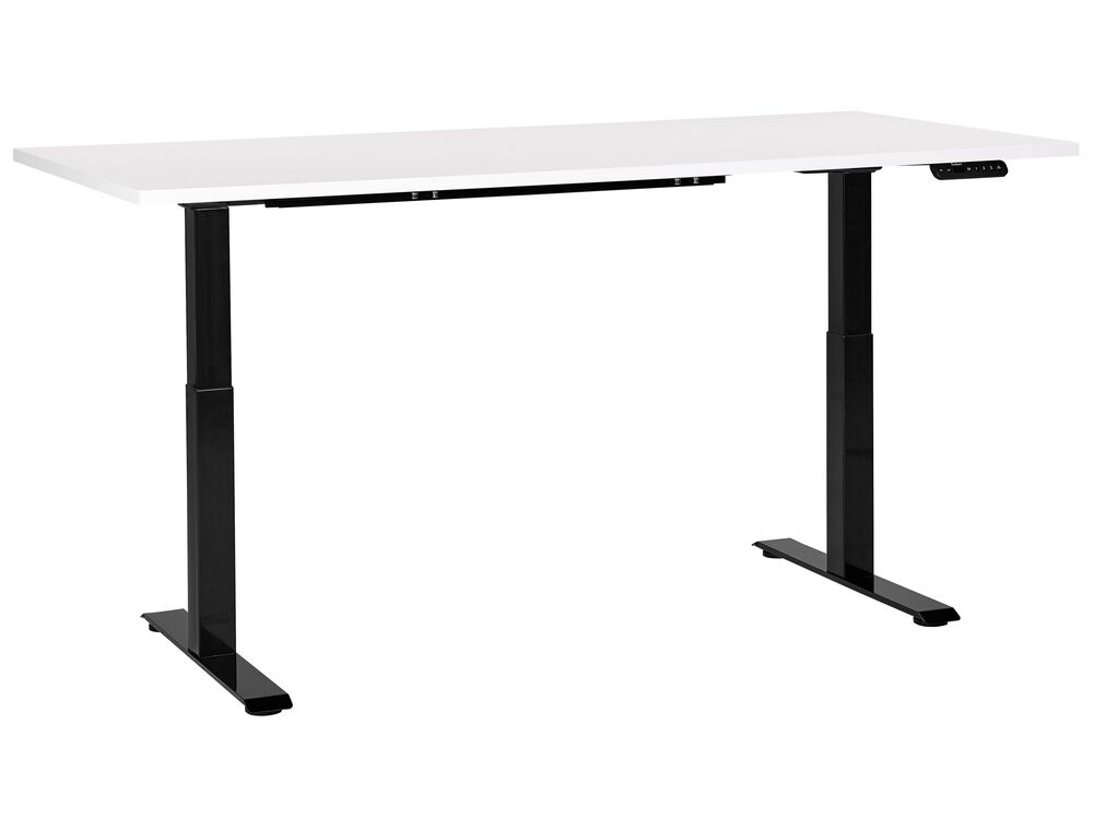 Schreibtisch elektrisch höhenverstellbar DESTINES 180 cm 80 cm Weiss / Schwarz