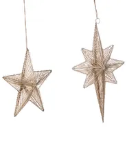 Set di 2 decorazioni da appendere BLASJON 30/47 cm Stella Oro_1018729