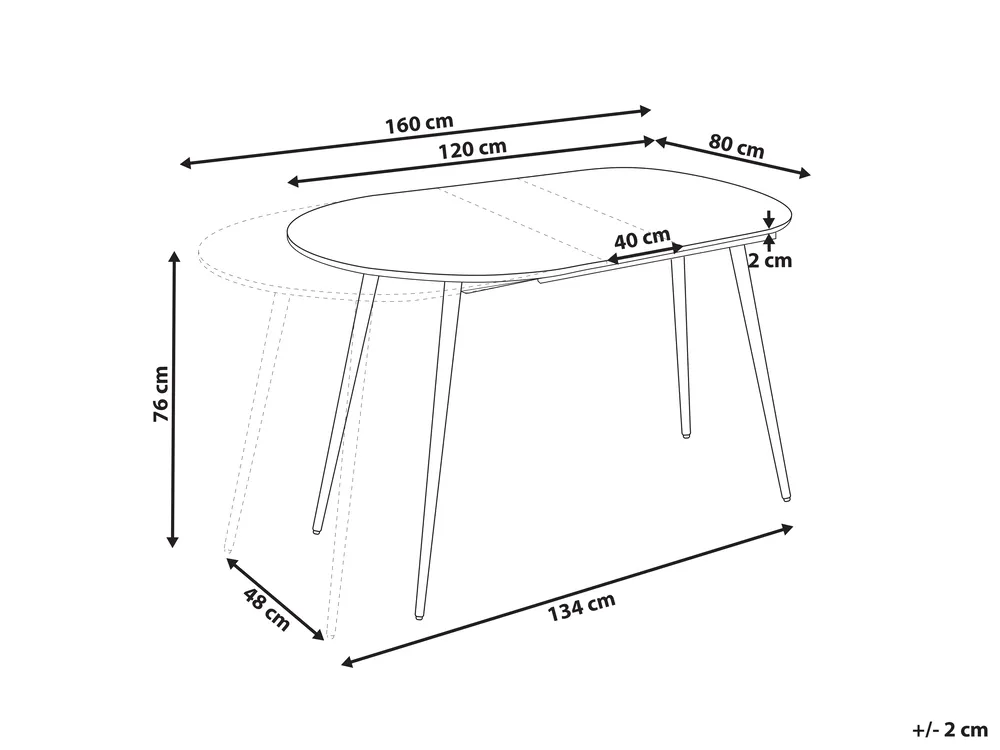 Extending Dining Table STAVERTON White 120/160 cm 80 cm_886456