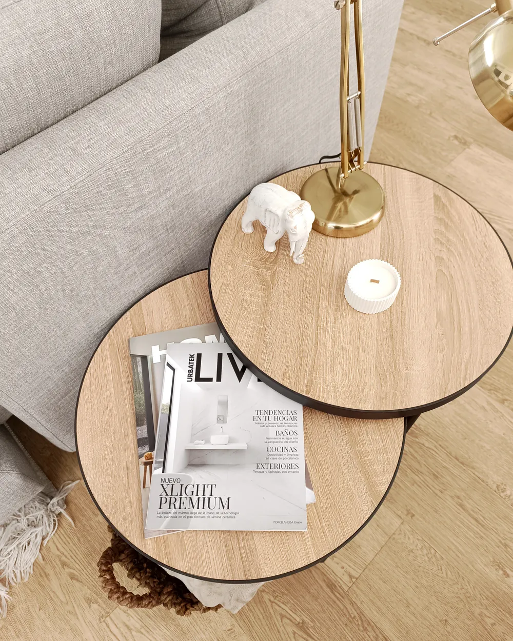 Set of Coffee Tables MELODY Light Brown