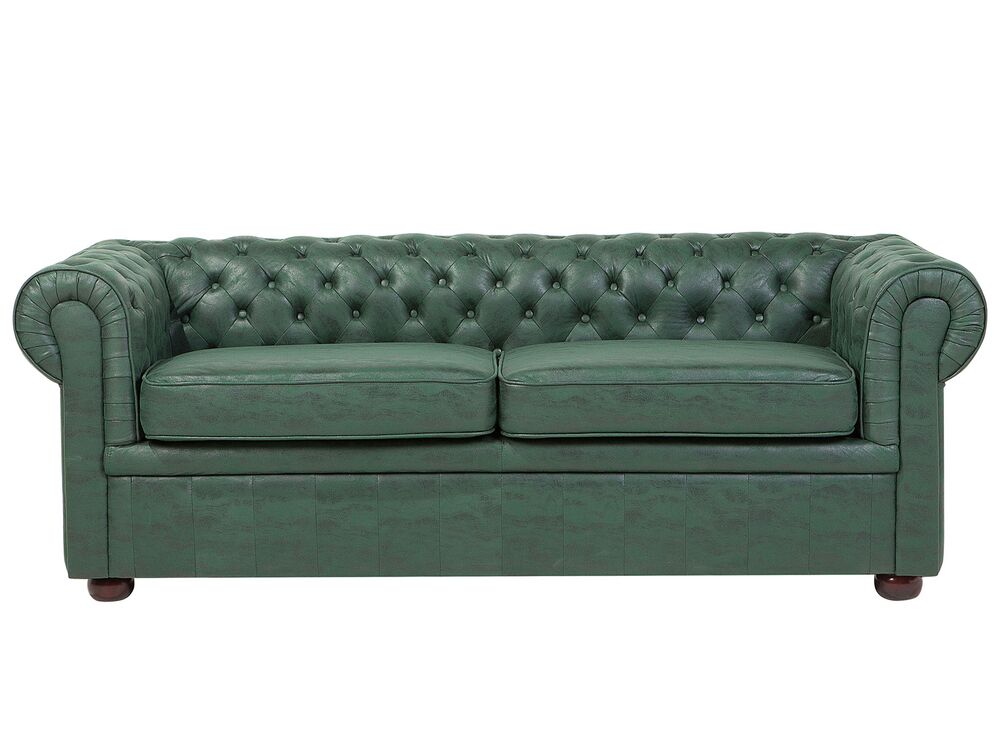 Sofa 3-Sitzer CHESTERFIELD Kunstleder Grün