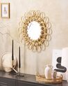 Miroir Mural Rond En Rotin Tissé Main - Cadre Beige 28 Cm, Miroir 18 Cm - Style Bohème, Vintage - Pour Salon, Chambre, Salle De Bain