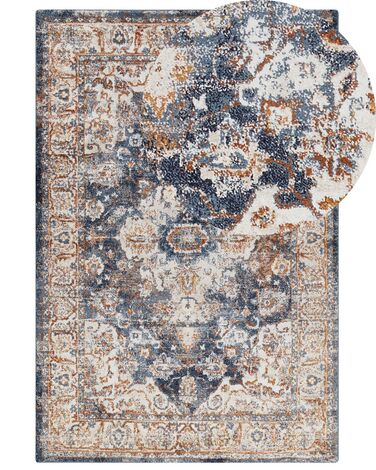 Teppich beige / blau 200 x 300 cm orientalisches Muster Kurzflor DVIN