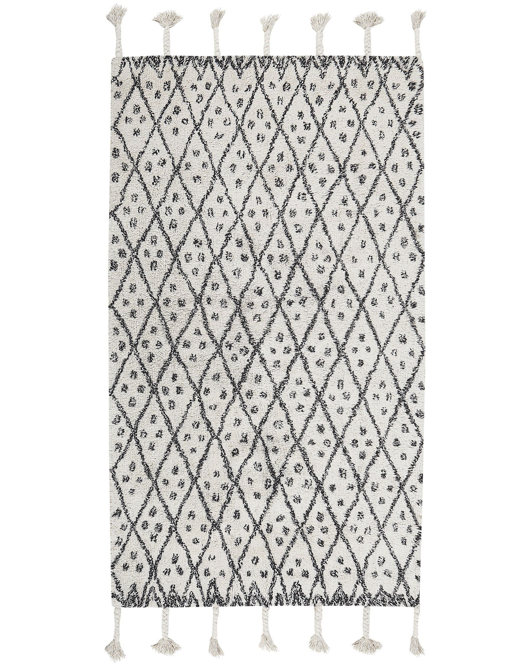 Teppich Baumwolle weiss / schwarz 80 x 150 cm cm Kurzflor AGADIR_831338