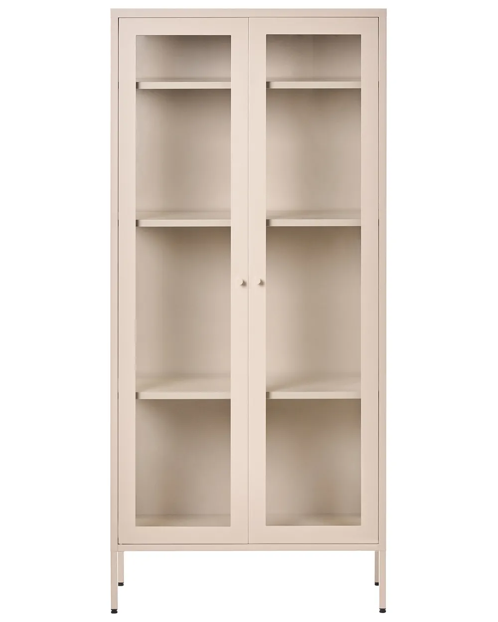 Witryna ze szklaną gablotą HARTY 80 cm Metal Beżowy_1067790
