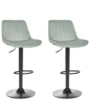 Set of 2 Bar Chairs DUBROVNIK Swivel Velvet Mint Green_915936
