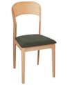 Set of 2 Wooden Dining Chairs Light Wood and Dark Green ALVIN_926622