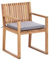 Set di 8 sedie da giardino legno di acacia chiaro con cuscini grigi SASSARI II_923884