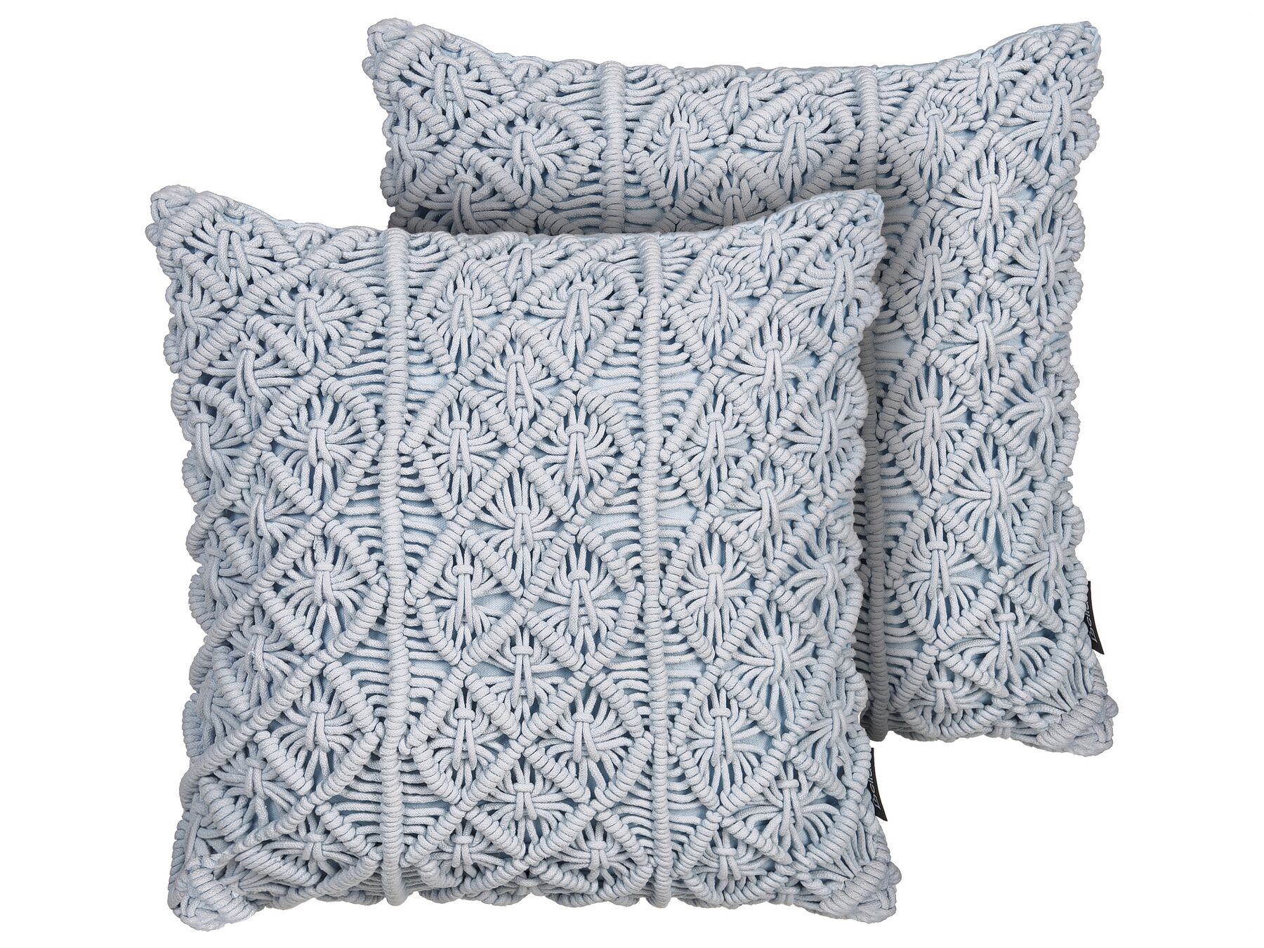 Set of 2 Cotton Macrame Cushions 45 x 40 cm Blue GOREME_800981