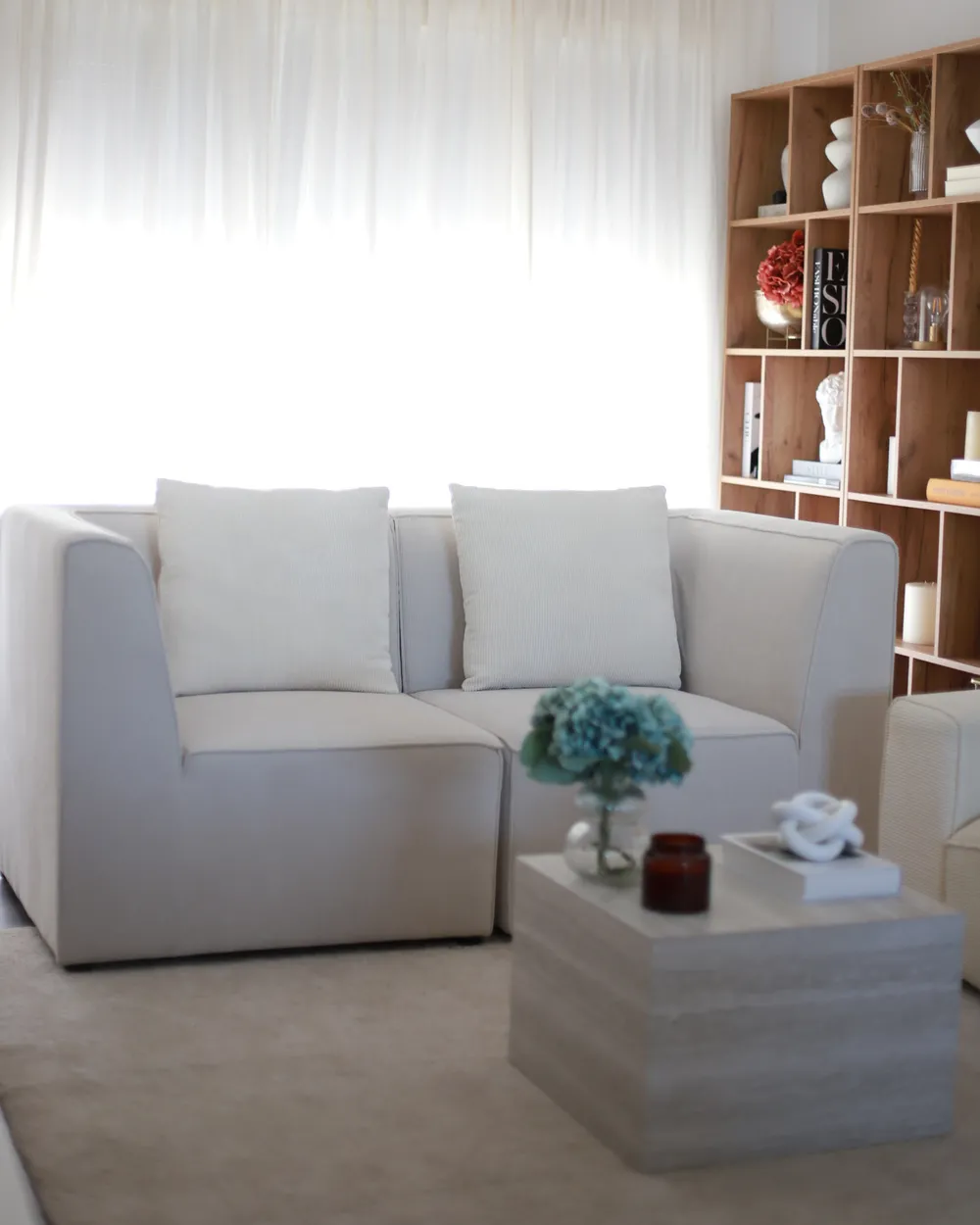 Modular Sofa 2 Seater LEMVIG Corduroy Light Beige_982570