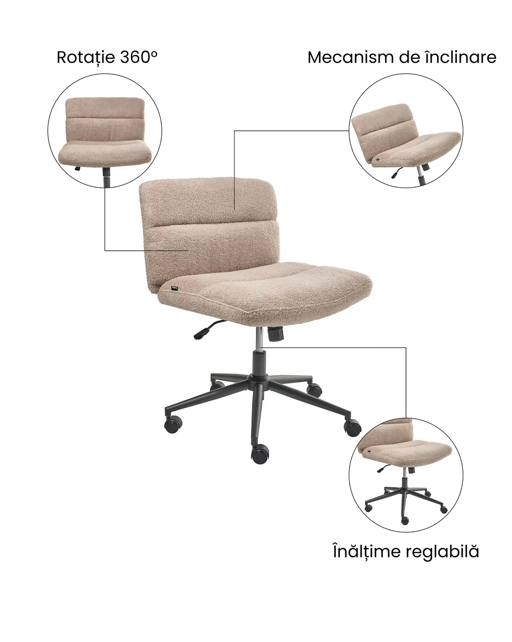 Scaun de birou CATLIN Boucle Bej_1074400