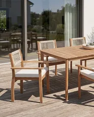 Garden Dining Set 6 Seater JACO/SUMIRAGO Acacia Wood Light Brown_1058241