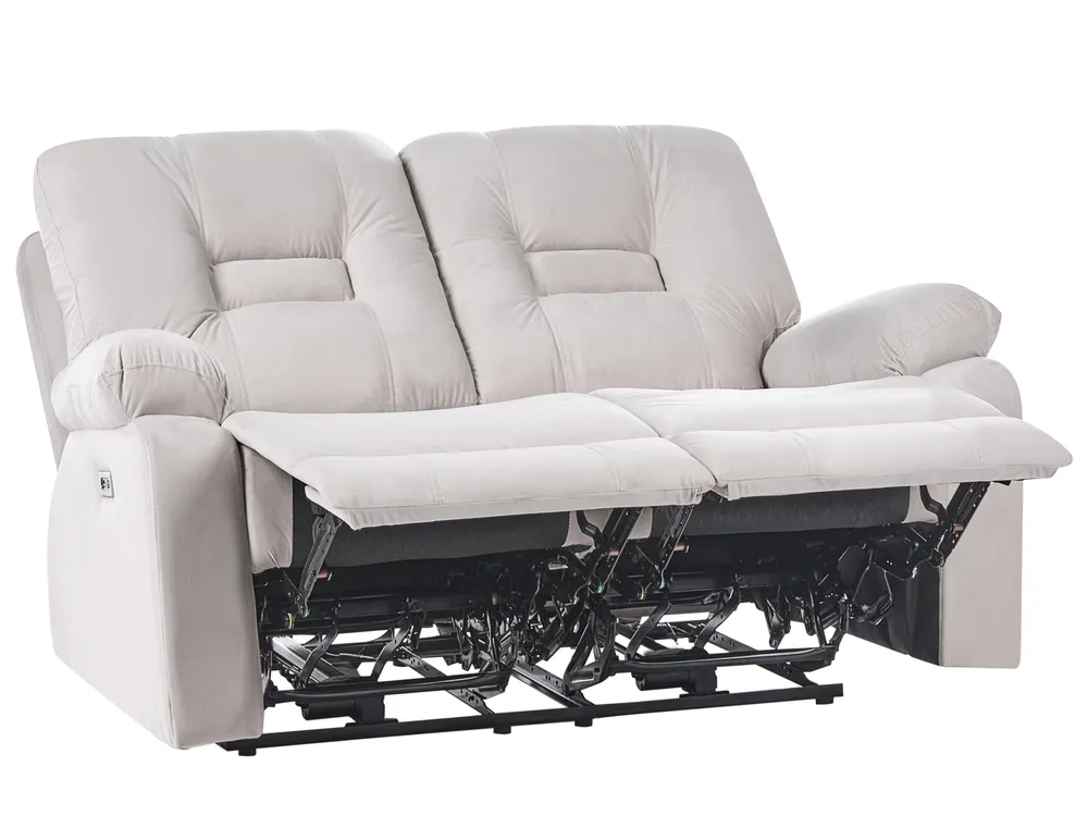 Electric Recliner Living Room Set 6 Seater BERGEN with USB Port Velvet Light Beige_1064823
