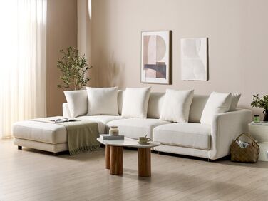 3 Seater Fabric Sofa with Ottoman Off-White SIGTUNA