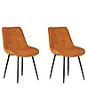 Set of 2 Dining Chairs MELROSE Velvet Orange