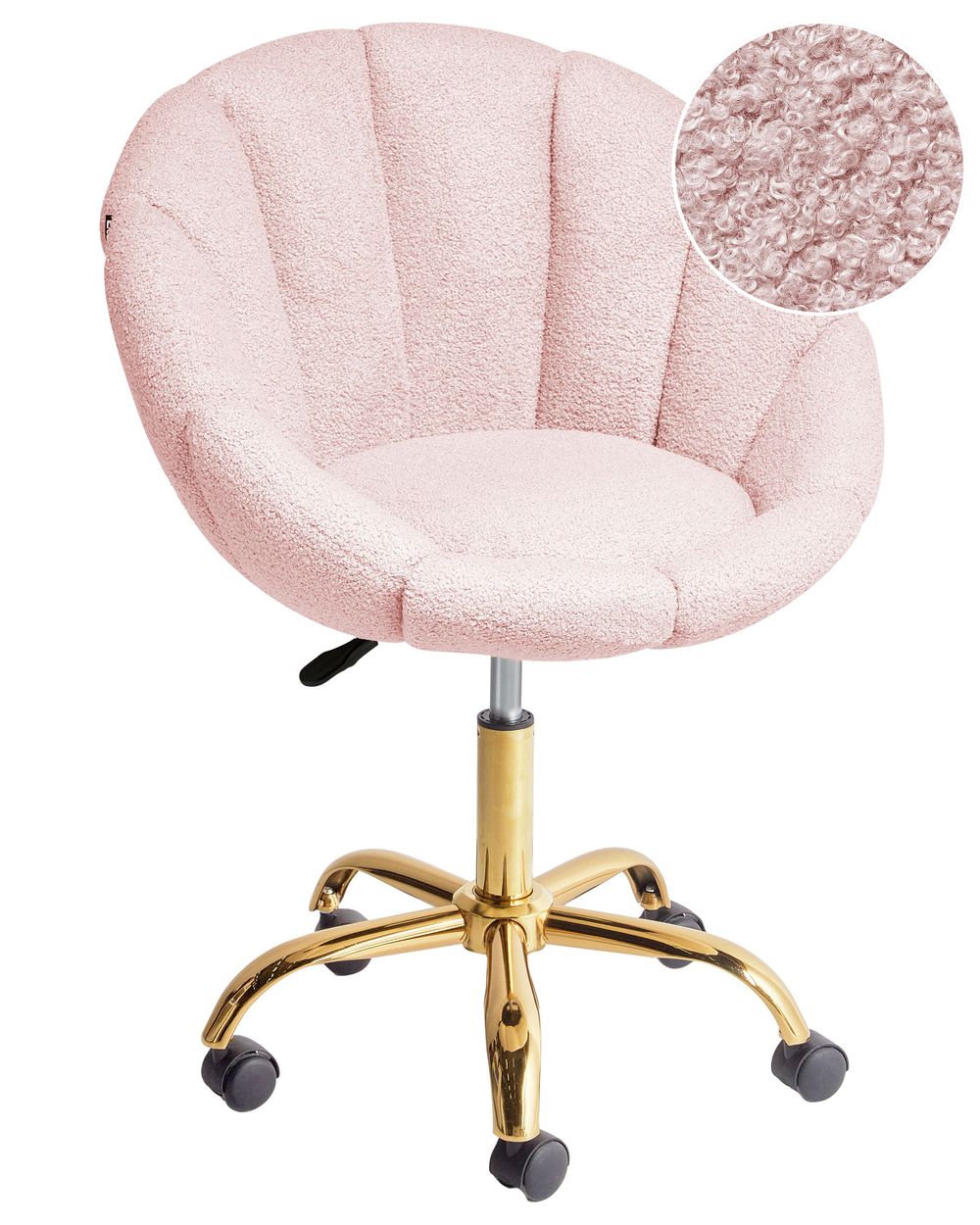Skrivebordsstol ANNABELLE Boucle Pastellrosa