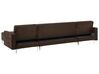 5 Seater U-Shaped Modular Faux Leather Sofa Brown ABERDEEN_717287