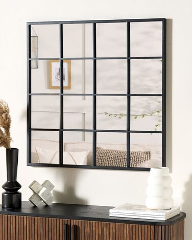 Metal Window Wall Mirror 78 x 78 cm Black BLESLE