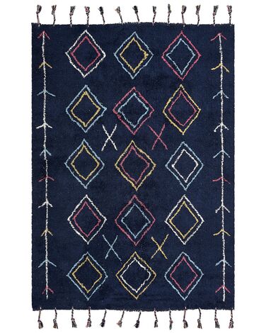 Teppich Baumwolle schwarz 160 x 230 cm geometrisches Muster CORUM