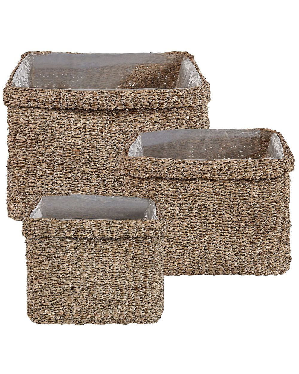 Set of 3 Plant Pots RIVULINE 23/27/30 cm Seagrass Natural