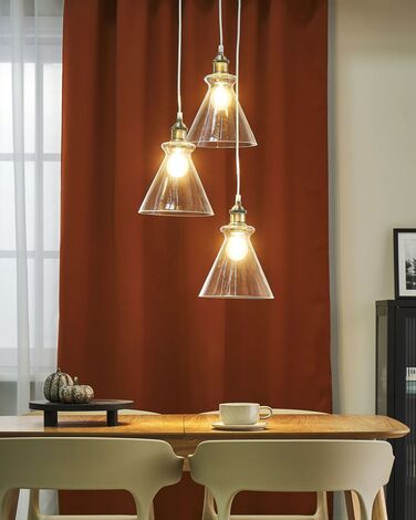 3 Light Glass Pendant Lamp Transparent BERGANTES