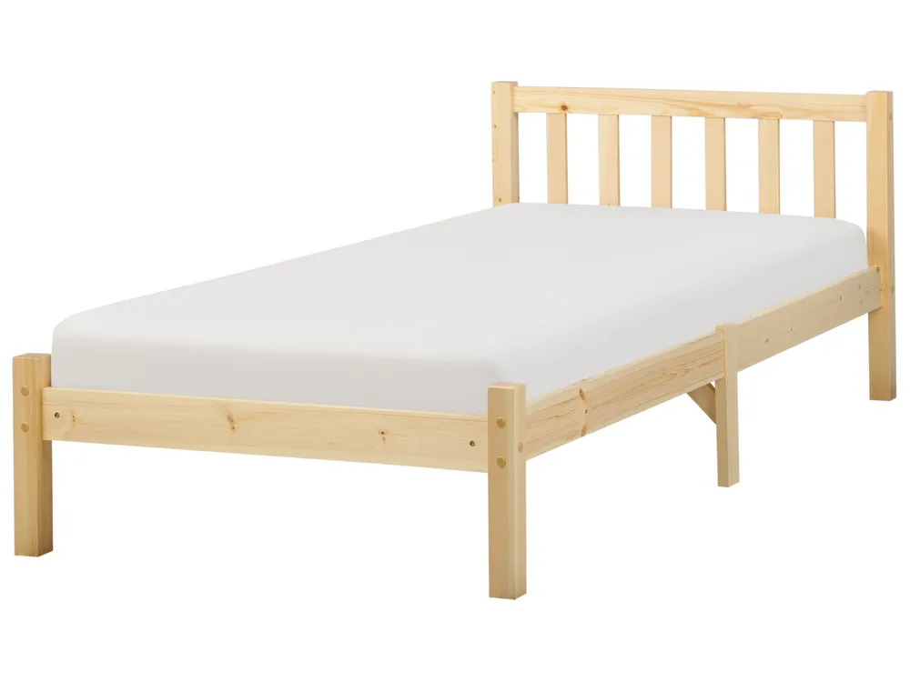 Bed Pine Wood FLORAC 90 x 200 cm (EU Single) Light Brown_918215