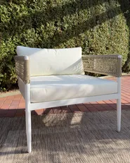 Garden Lounge Set with Table 5 Seater SERLA Metal White_1068764