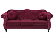Sofa 3 Seater SKIEN II Velvet Dark Red_1161564