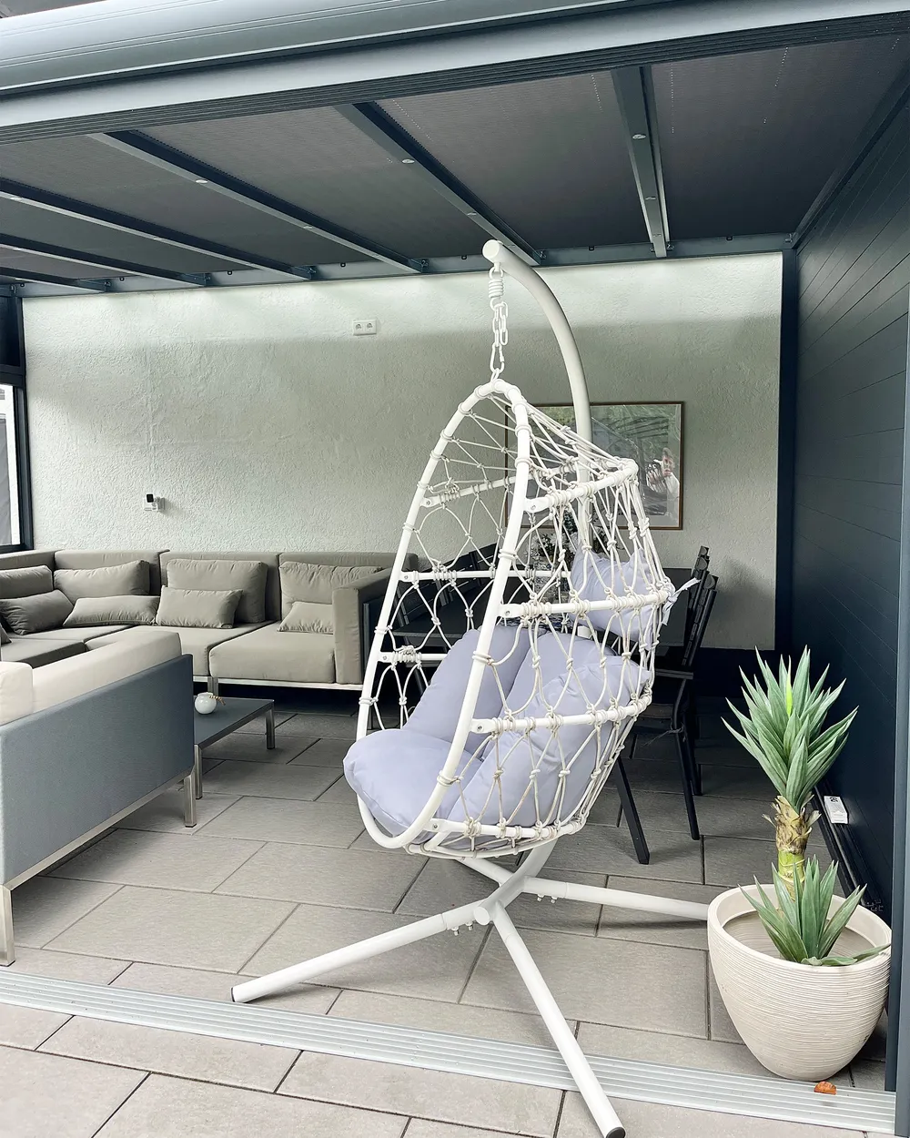 Hanging Chair with Stand ADRIA Metal White