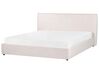 Zamatová posteľ s úložným priestorom 180 x 200 cm krémová biela LAVAUR_870984