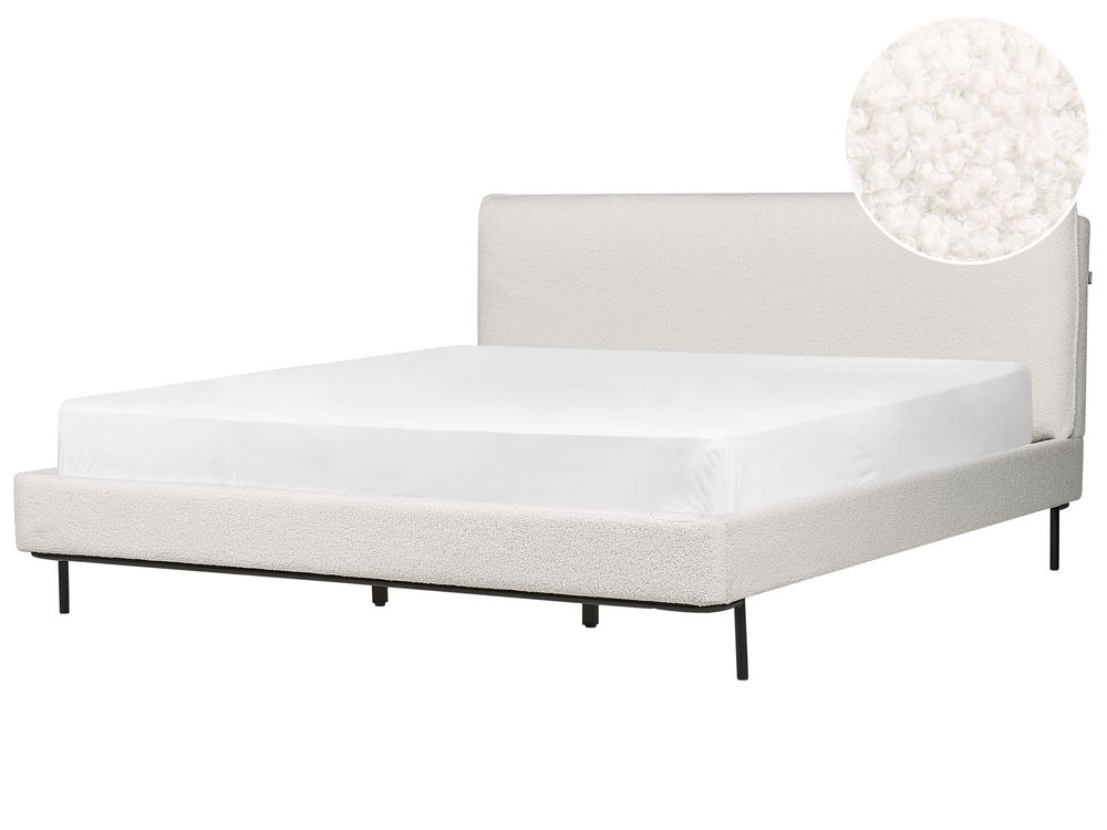 Bett mit Lattenrost Bouclé CORIO 180 x 200 cm Cremeweiß