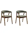 Set of 2 Dining Chairs MYLO Fabric Dark Brown/ Green