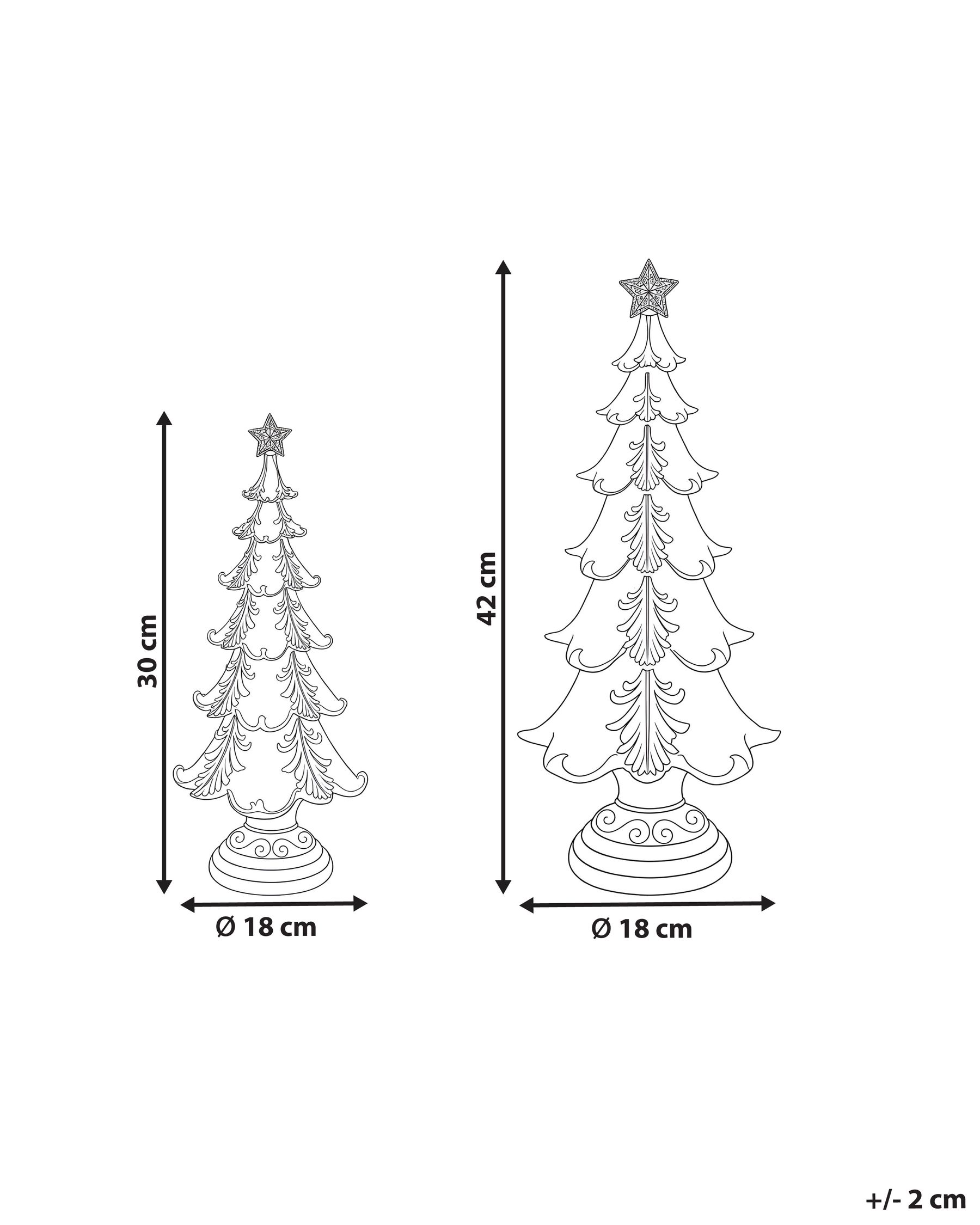 Set di 2 decorazioni natalizie HEISKA 30/42 cm Albero di Natale Oro_1175627