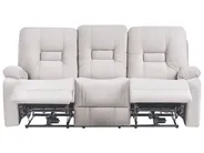 Electric Recliner Living Room Set 6 Seater BERGEN with USB Port Velvet Light Beige_1064820