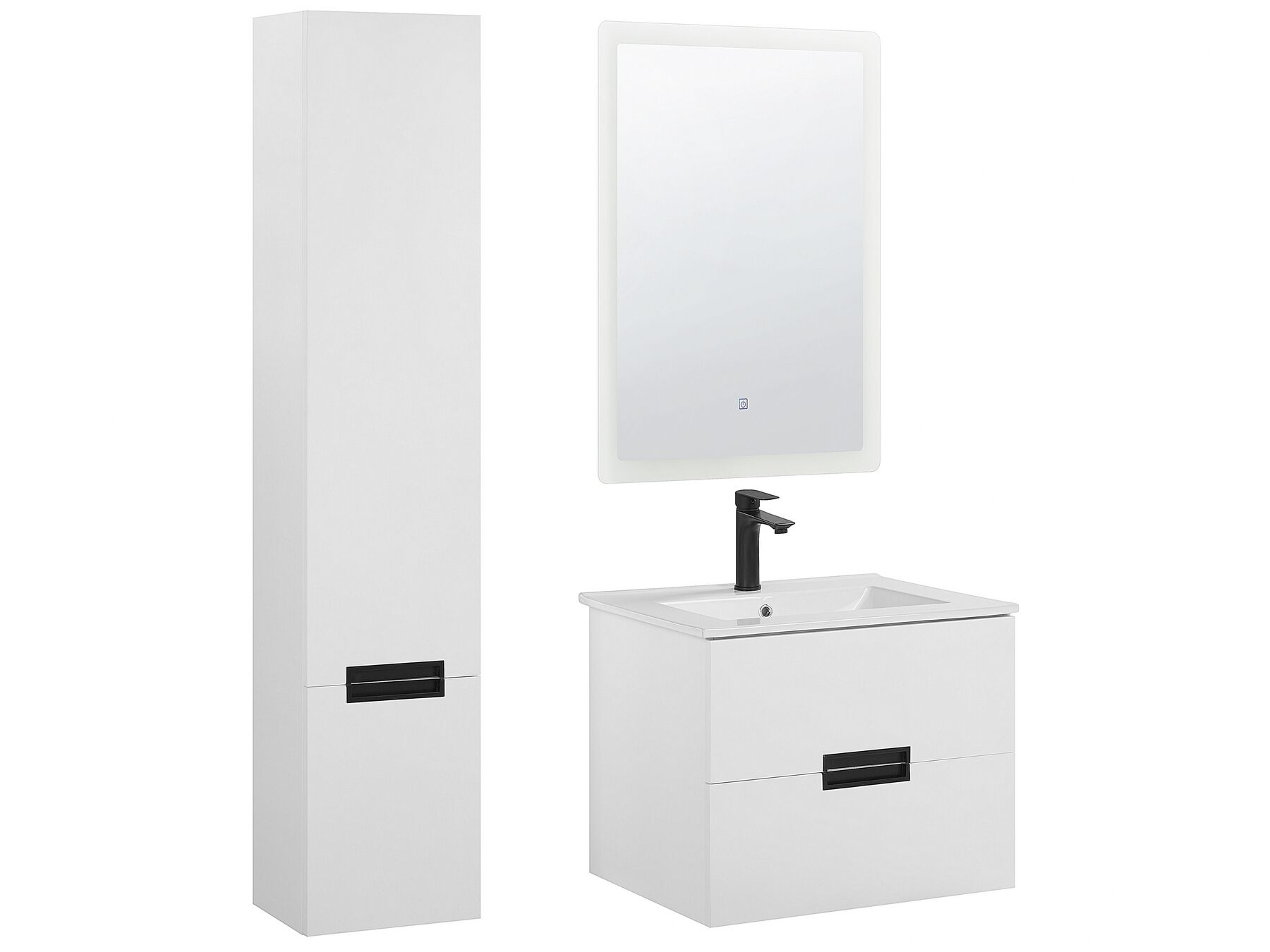 Meuble de salle de bain avec miroir et lavabo blanc TUDELA_819963