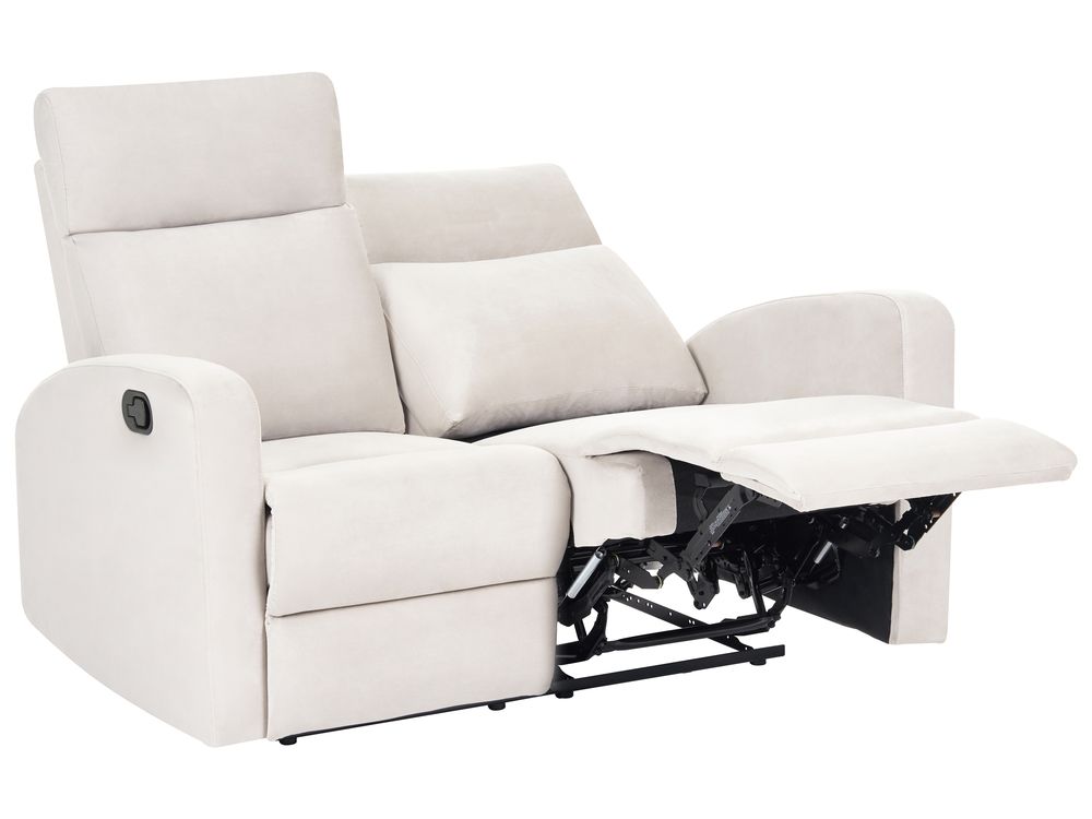 Canapé relax manuel 2 places VERDAL Repose-pieds inclus Velours Beige