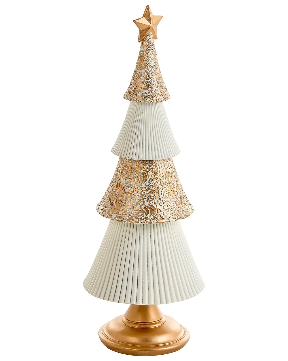 Set di 2 decorazioni natalizie ASPO 32/41 cm Albero di Natale Bianco sporco / Oro_1175715