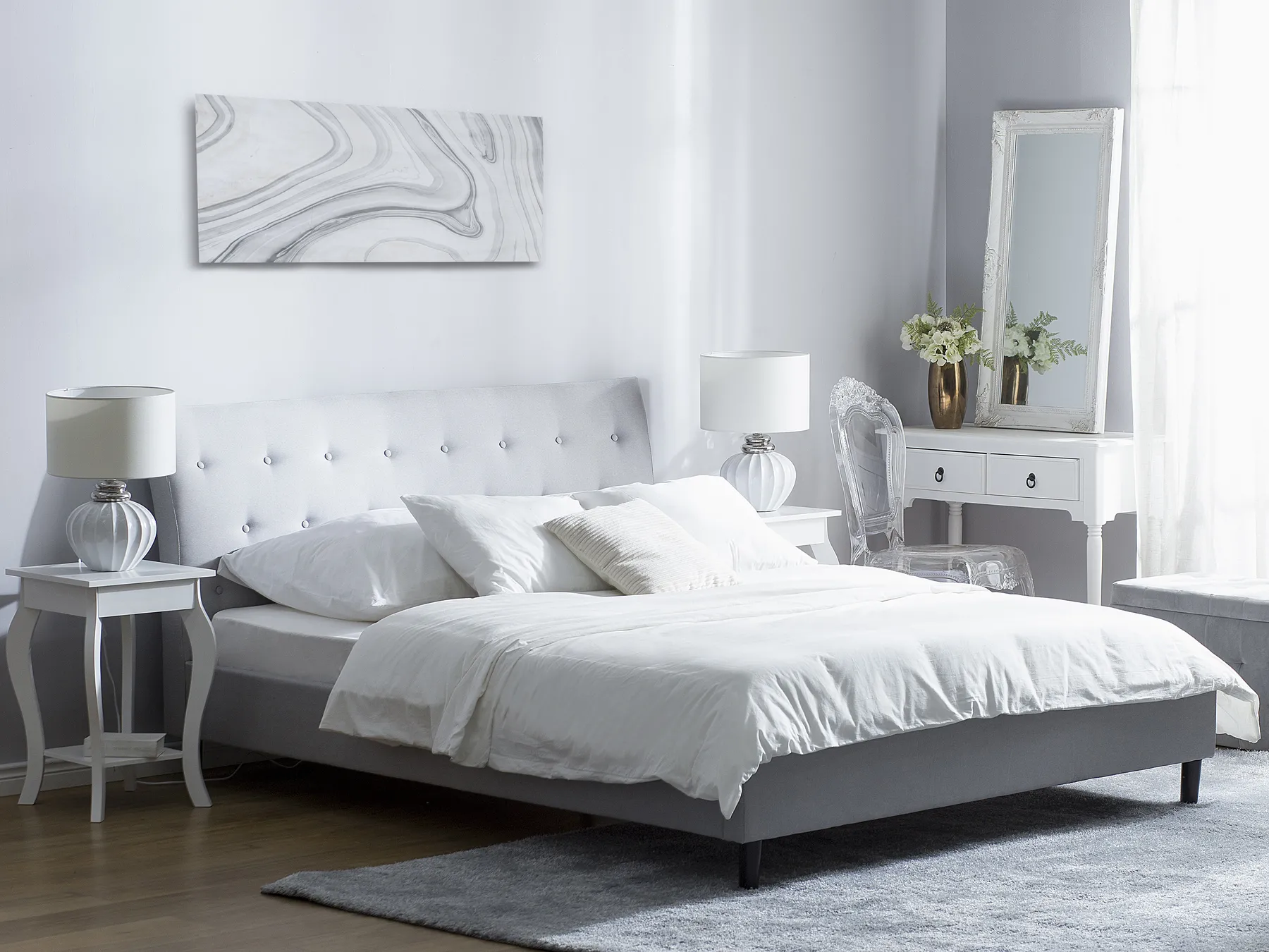 Bed Fabric SAVERNE 140 x 200 cm (EU Double) Light Grey_692740