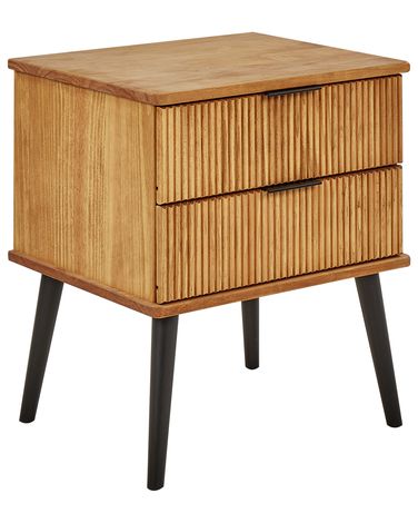 Pine Wood 2 Drawer Bedside Table Light TIMMINS | Beliani.co.uk