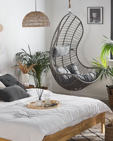 PE Rattan Hanging Chair Grey PINETO