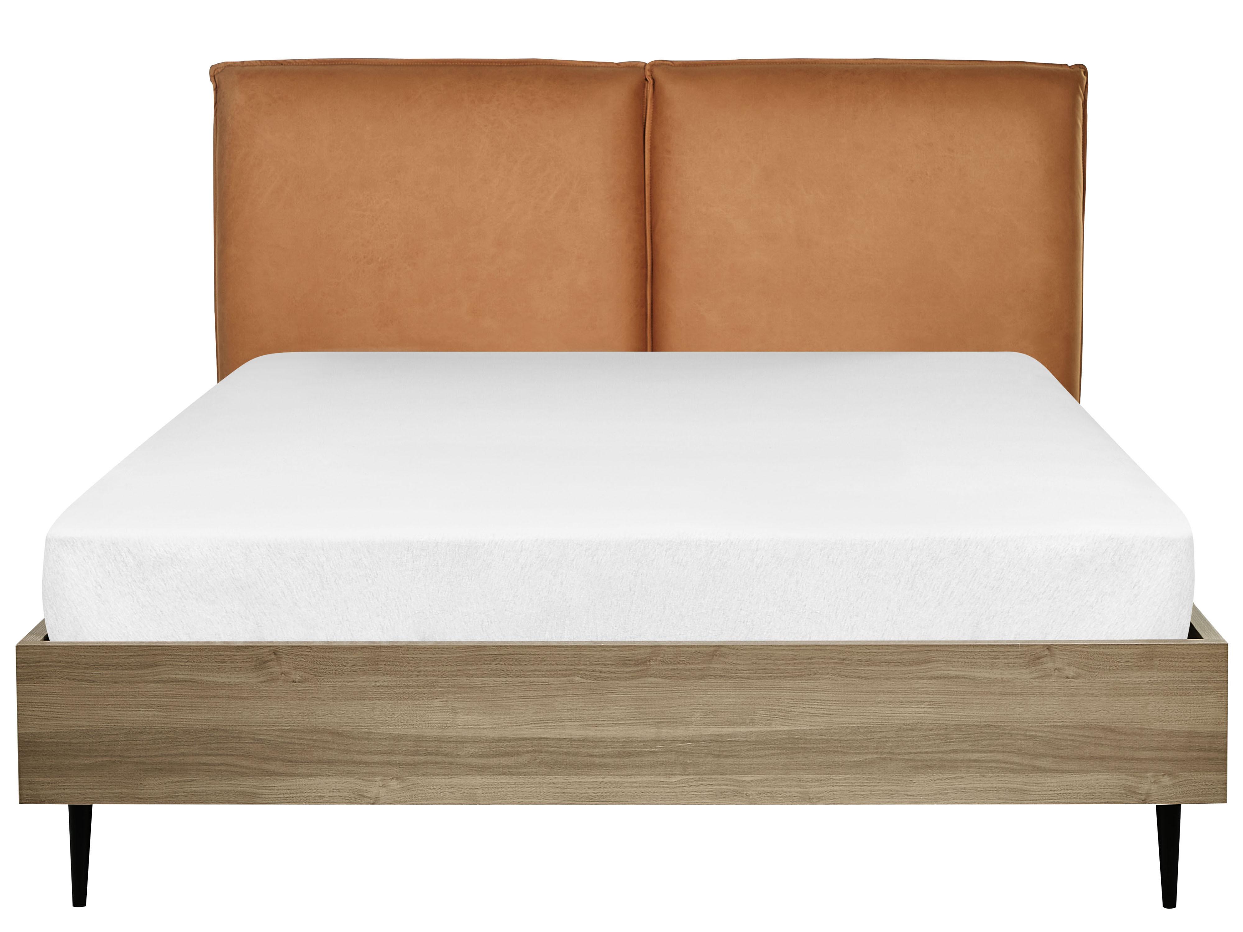 Letto Pelle sintetica LIMANTON 140 x 200 cm Marrone dorato_863224