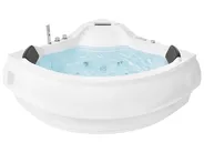 Vasca idromassaggio angolare con LED MONACO 210 x 145 cm con altoparlante Bluetooth integrato Bianco_1068831