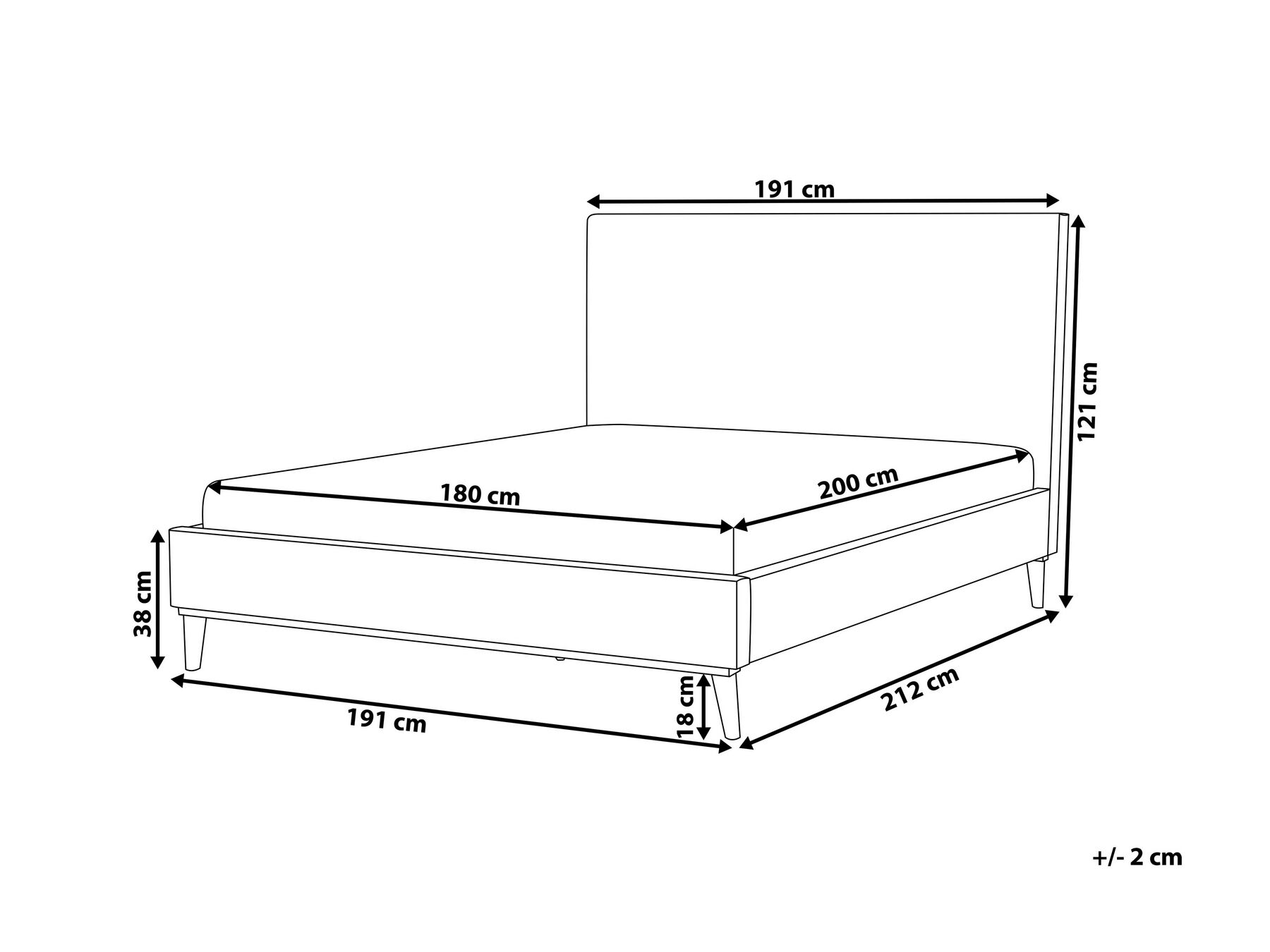 Bed Velvet BAYONNE 180 x 200 cm (EU Super King) Off-White_901362