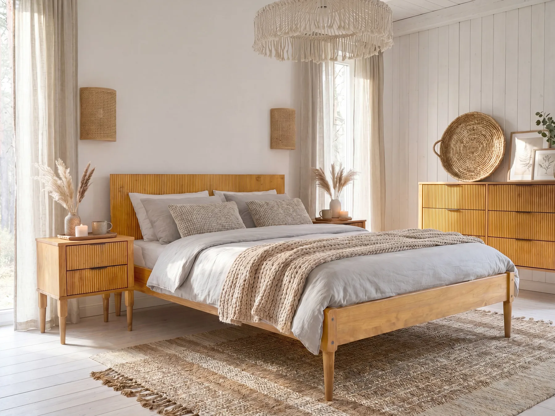 Bed Pine Wood AMBAZAC 140 x 200 cm (EU Double) Light Brown_1118608