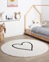 Matta bomull ø 140 cm beige och svart HEART_903817