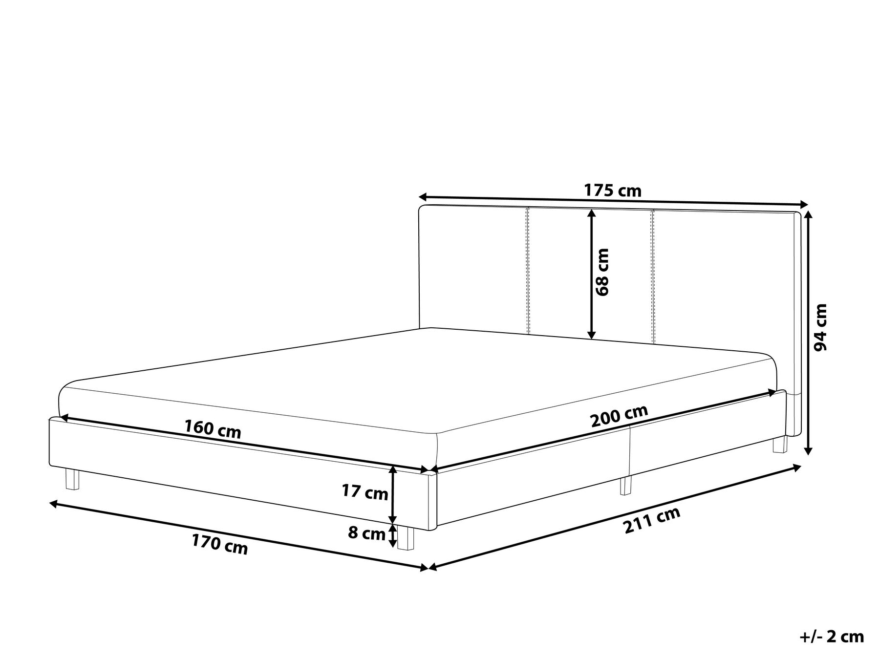 Bed Fabric ALBI 160 x 200 cm (EU King Size) Beige_728093