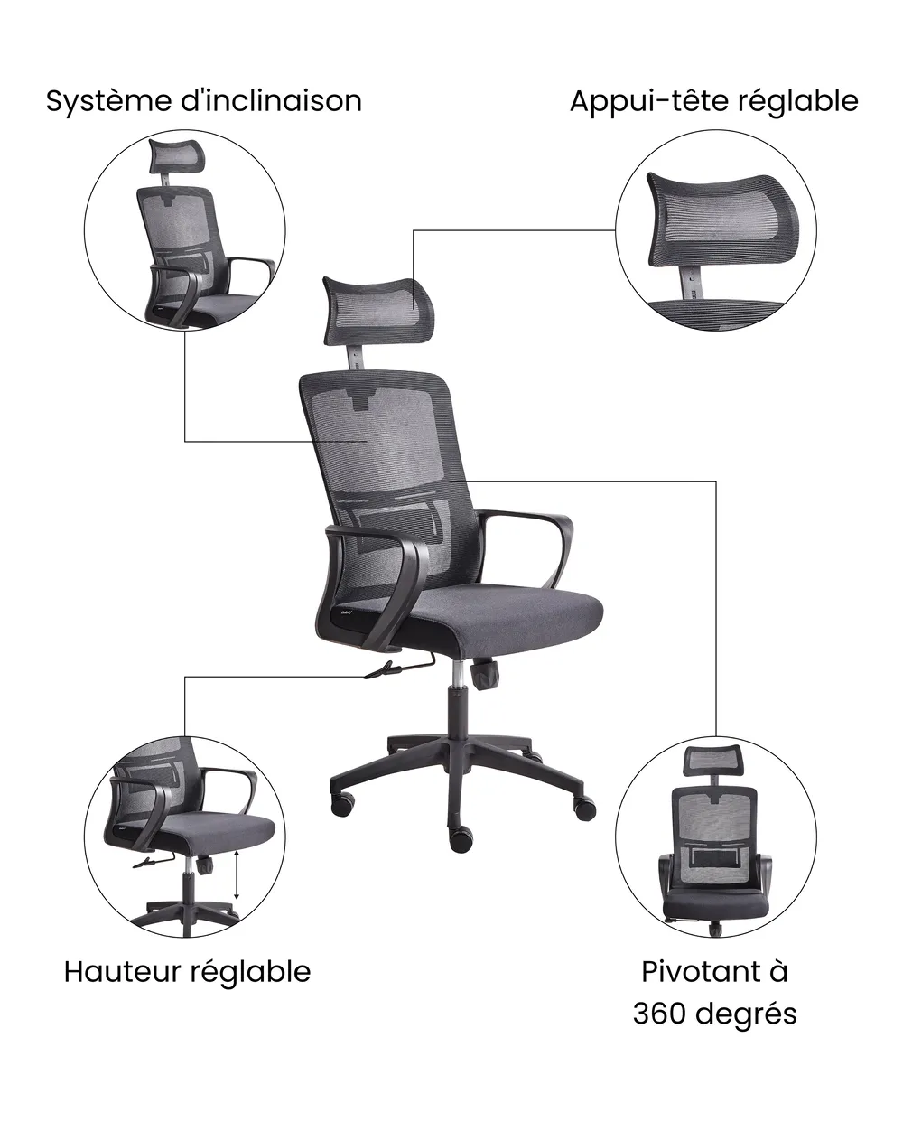 Chaise de bureau MONARCH Noir_1073740