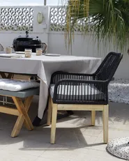 Set of 2 Garden Chairs with Cushions OLBIA Synthetic Material Black_884833