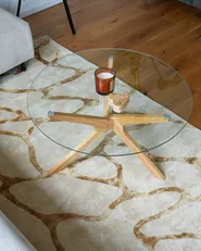 Coffee Table VALLEY Tempered Glass Light Brown_1008953
